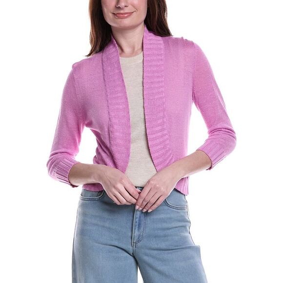 NIC+ZOE Sweaters - Nic+Zoe Womens Bolero Linen-Blend Cardigan, Pink